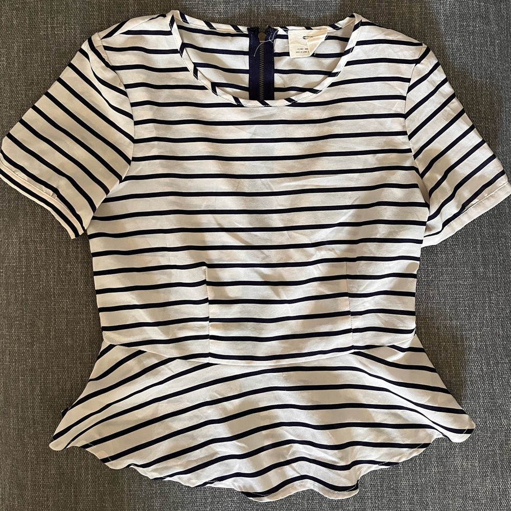 Pins & Needles Peplum Navy and White Striped Top